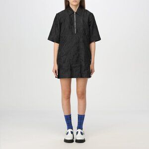 Ganni Textured Jacquard Mini Dress in Black, size 34